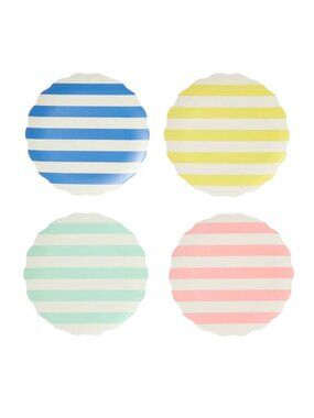 Sun Squad Striped Dinner Plates Set Of 4 Scalloped Edge 10" Multicolor